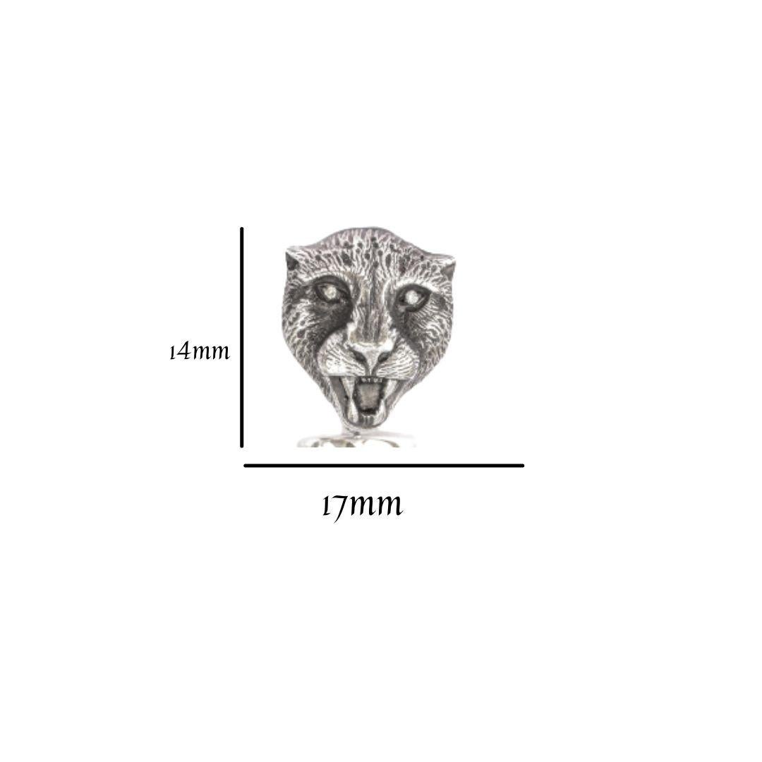 Artisan Tichu Diamond and Crystal Quartz Cheetah Face Cufflink in Sterling Silver For Sale