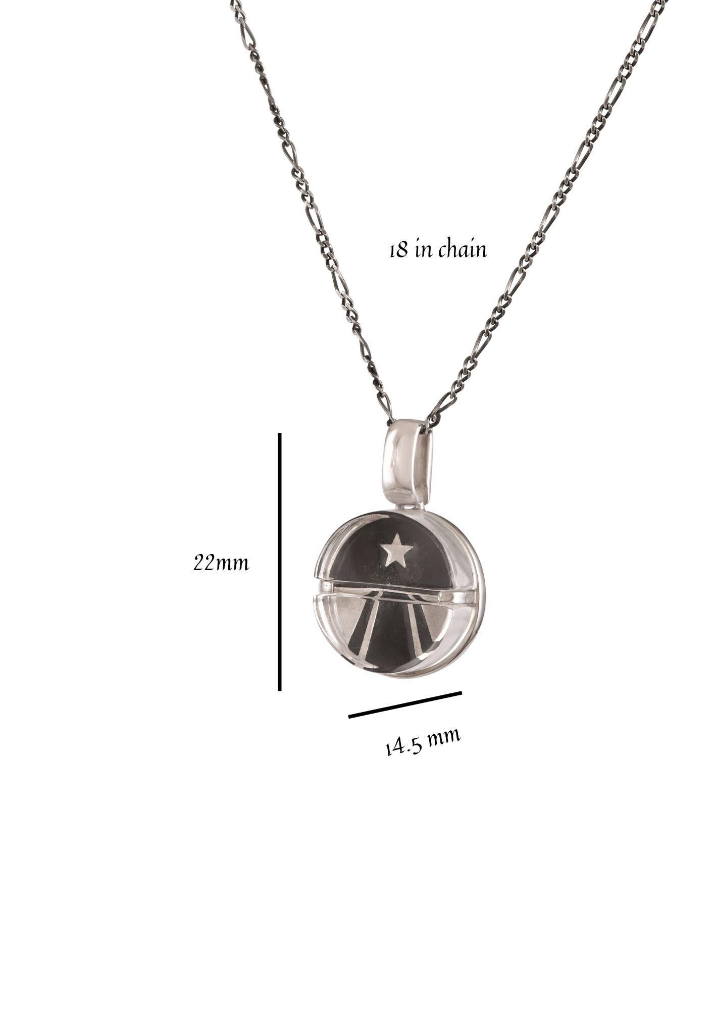Modern Tichu Fame Pill Pendant & Chain in Sterling Silver & Crystal in Silver Finish  For Sale