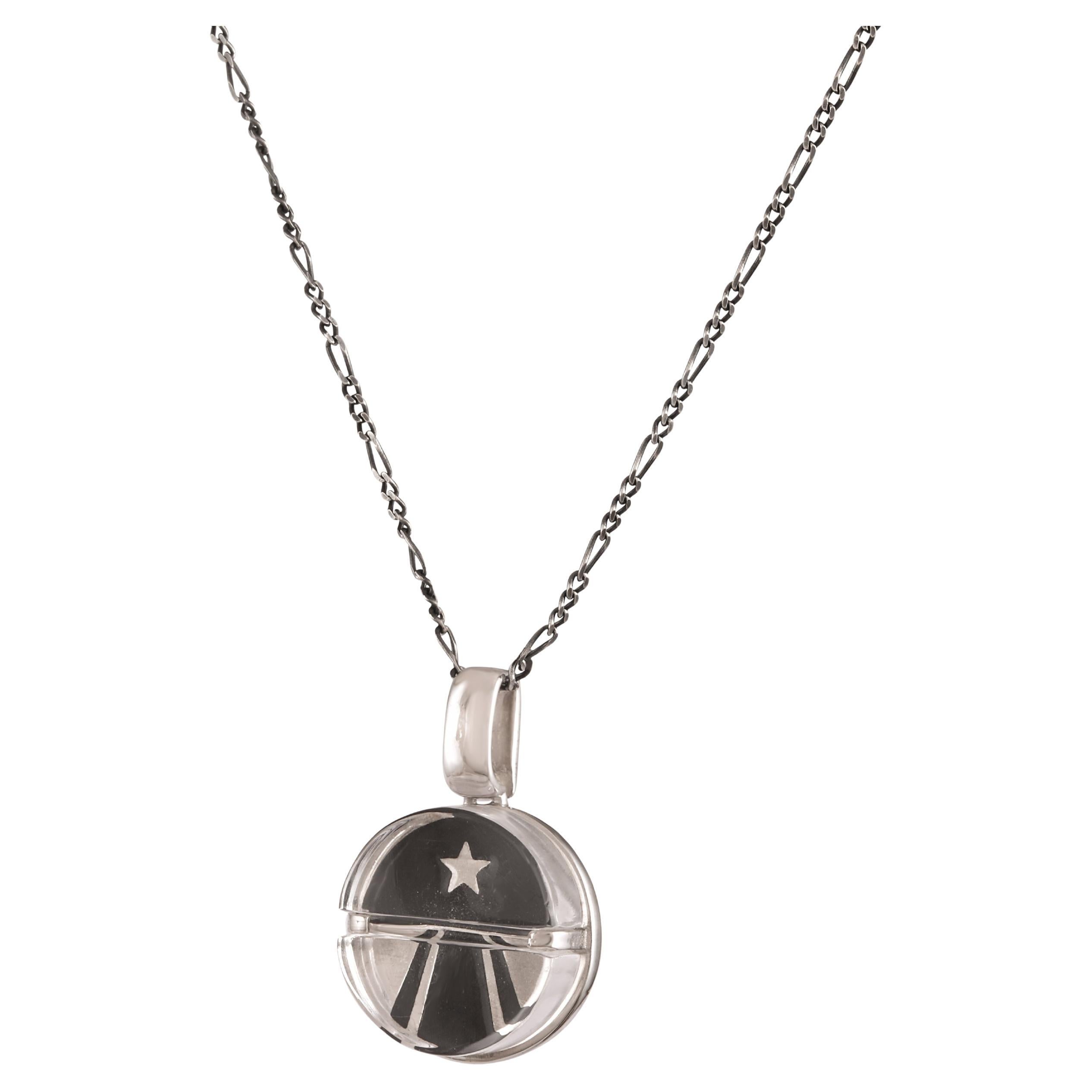 Tichu Fame Pill Pendant 
Chain in Sterling Silver 
Crystal in Silver Finish For Sale
