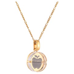 Tichu Food Pill Pendant & Chain in Sterling Silver & Crystal in Gold Finish 