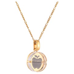 Tichu Food Pill Pendant & Chain in Sterling Silver & Crystal in Gold Finish