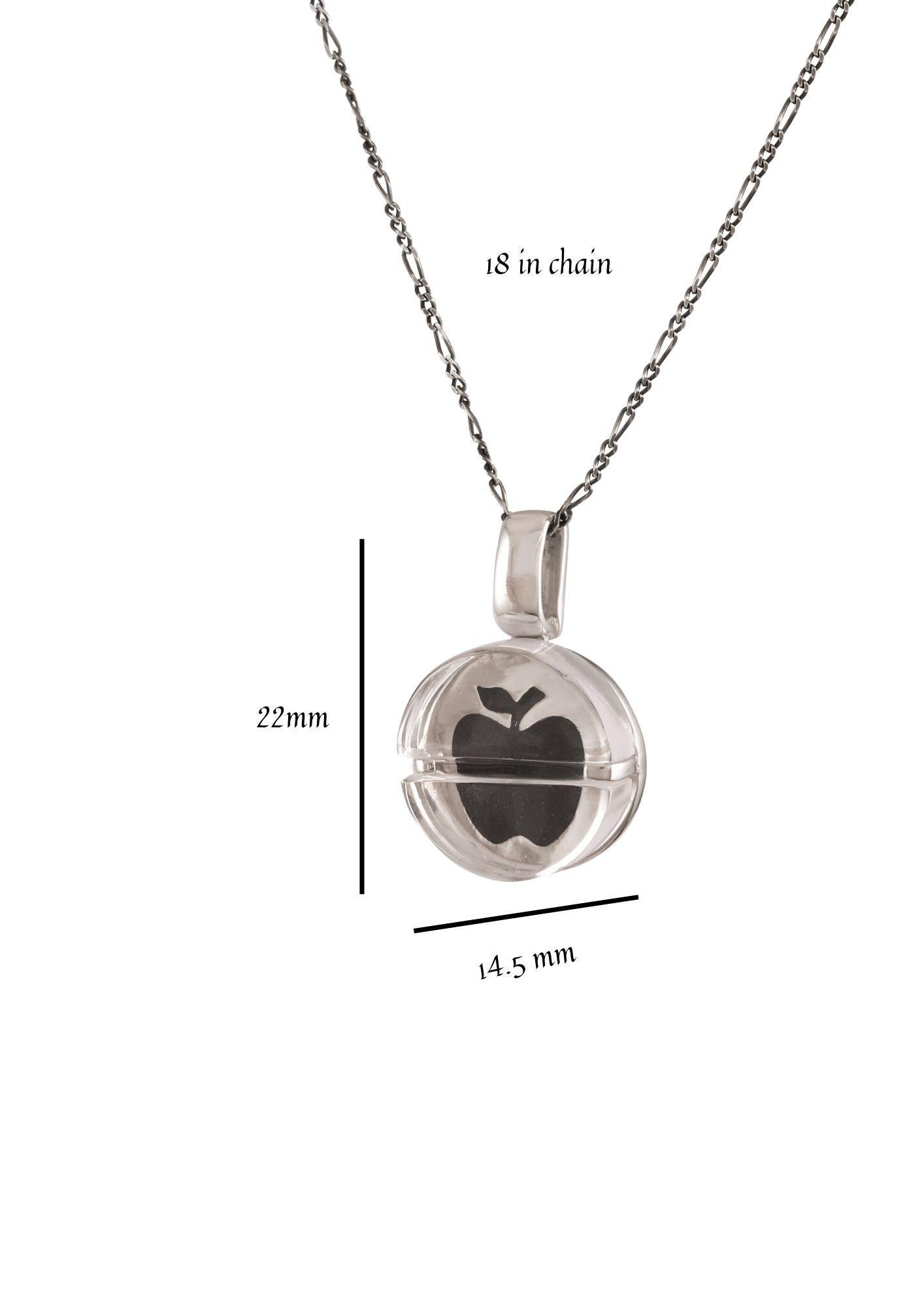 Modern Tichu Food Pill Pendant & Chain in Sterling Silver & Crystal in Silver Finish  For Sale