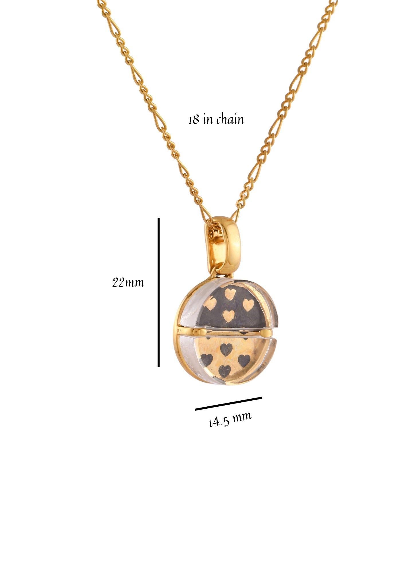 Modern Tichu Love Pill Pendant & Chain in Sterling Silver & Crystal in Gold Finish  For Sale