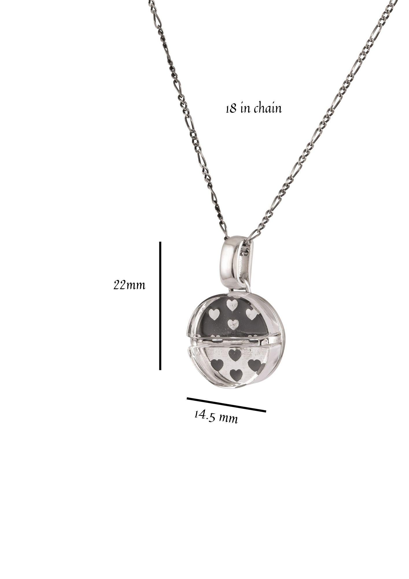 Modern Tichu Love Pill Pendant & Chain in Sterling Silver & Crystal in Silver Finish  For Sale