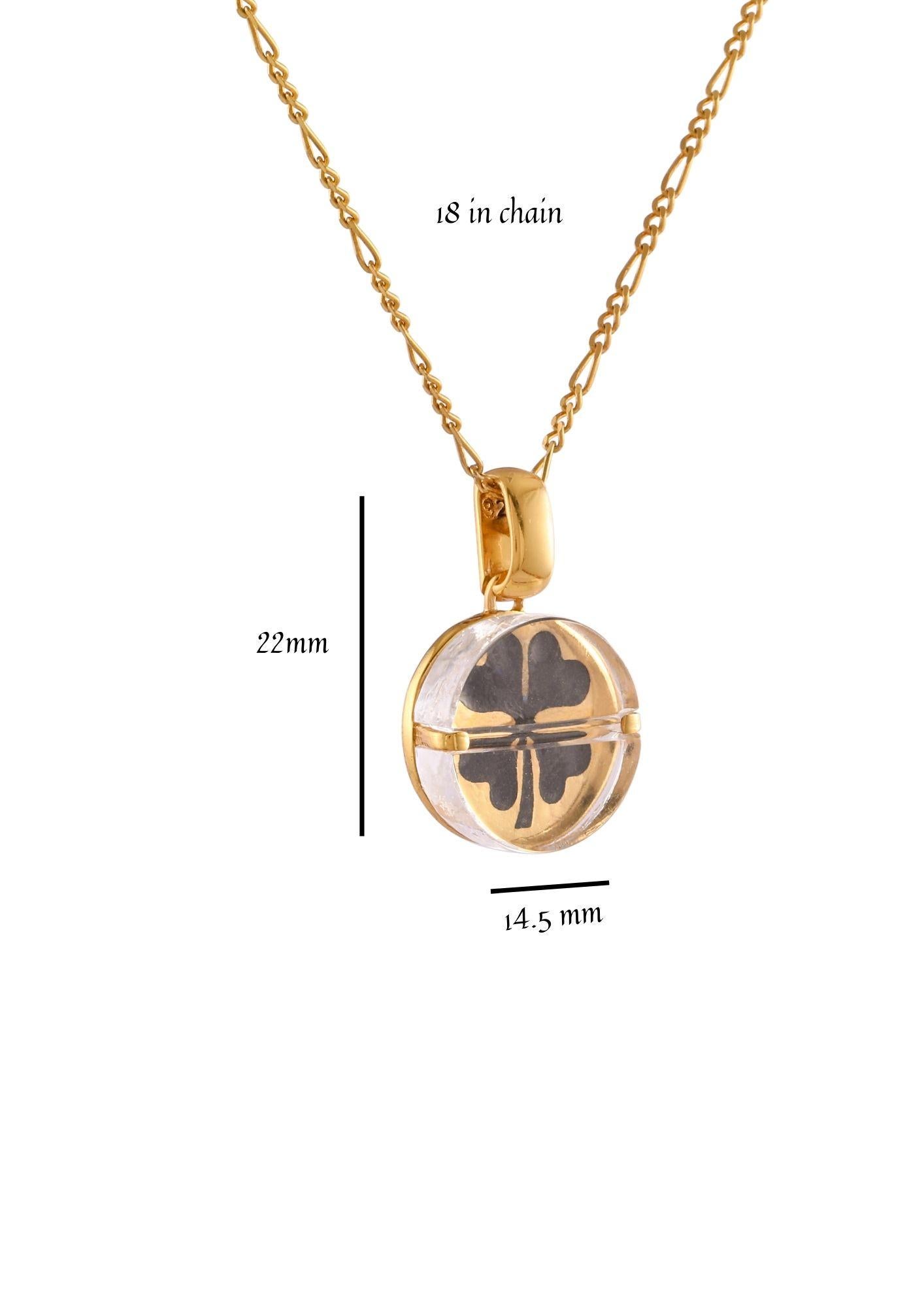 Modern Tichu Luck Pill Pendant & Chain in Sterling Silver & Crystal in Gold Finish  For Sale