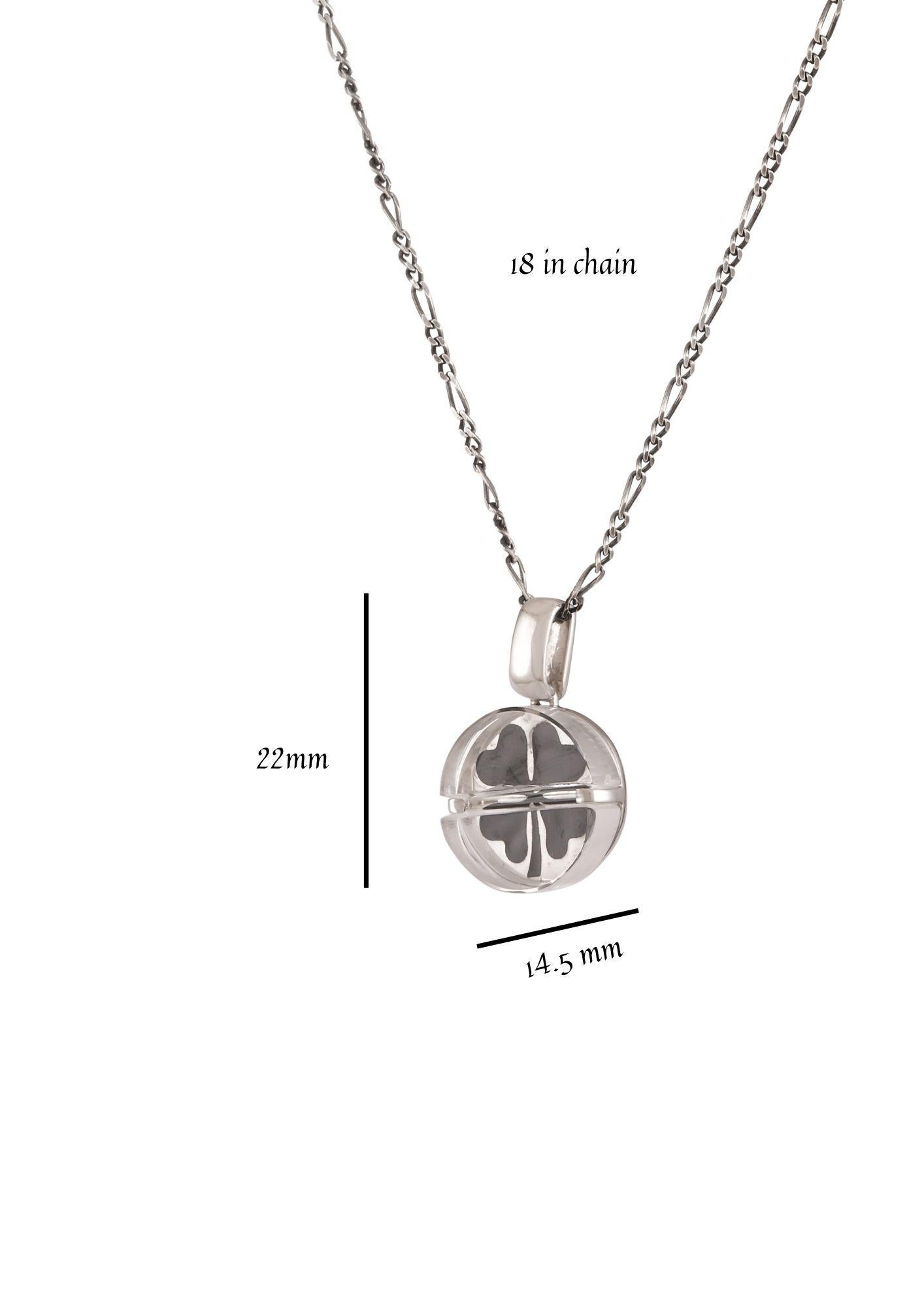 Modern Tichu Luck Pill Pendant & Chain in Sterling Silver & Crystal in Silver Finish  For Sale