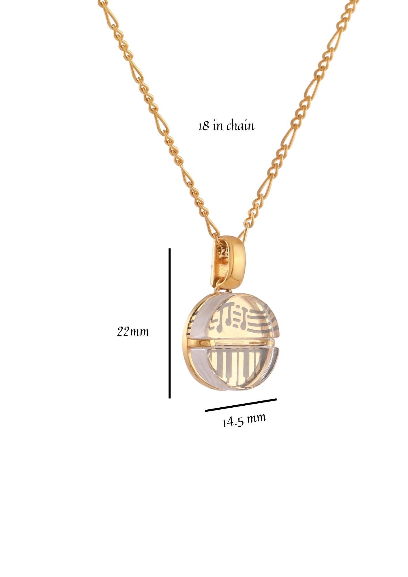 Modern Tichu Music Pill Pendant & Chain in Sterling Silver & Crystal in Gold Finish  For Sale
