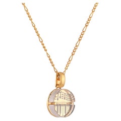 Tichu Music Pill Pendant & Chain in Sterling Silver & Crystal in Gold Finish 