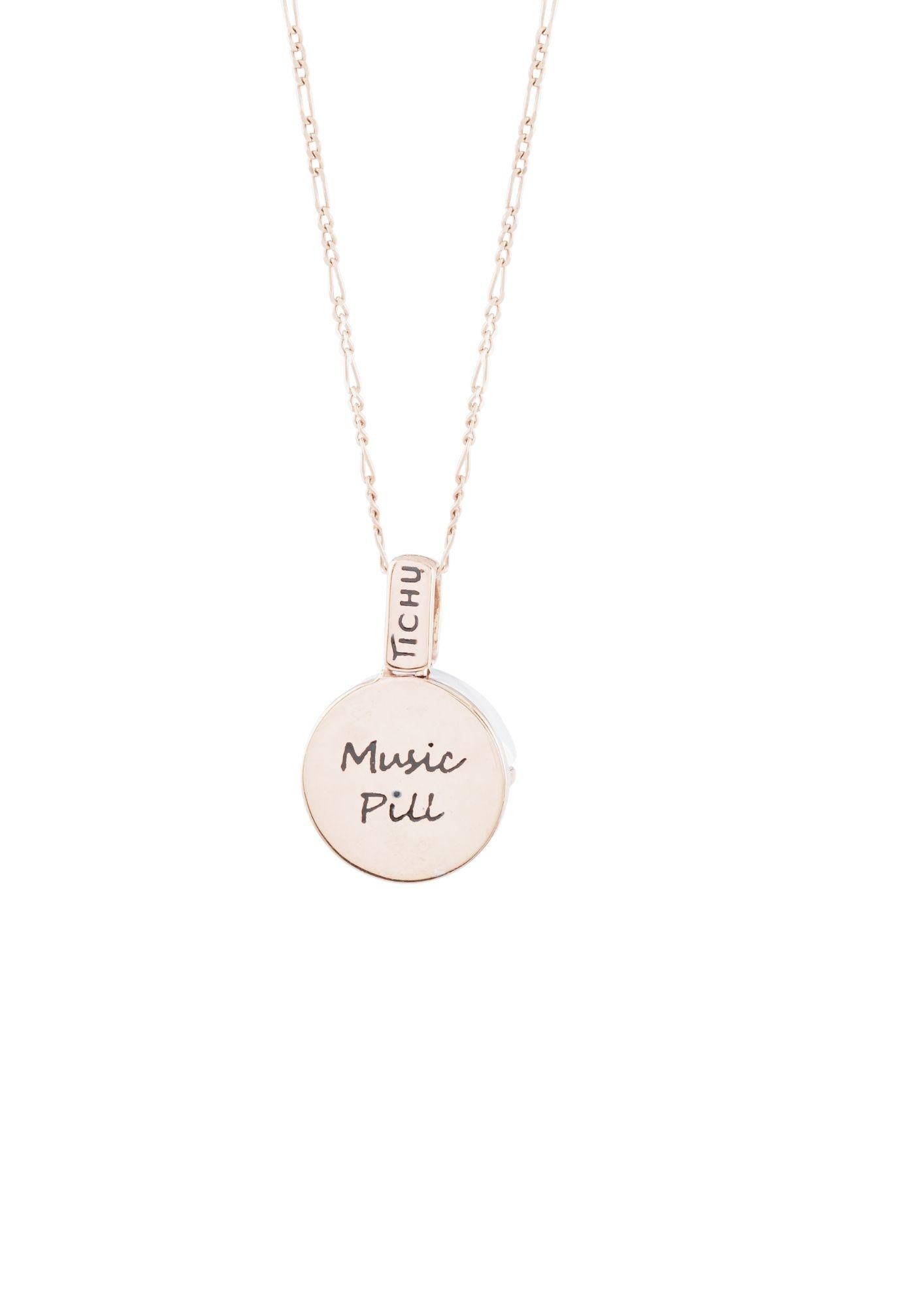 Melodies and clear crystal attract harmony. The Melody Pill has been crafted with the thought to draw away chaos and ignite calm within your soul.

Each Music Pill Pendant is handcrafted in Sterling Silver, specially Pill cut Crystal Quartz. The use