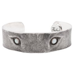 Tichu Opal Wolf Eye Cuff Sterling Silver and Crystal Quartz 'Size L'