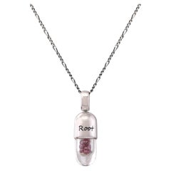 Tichu Ruby Root Chakra Pendant & Chain in Sterling Silver & Crystal(sil) 