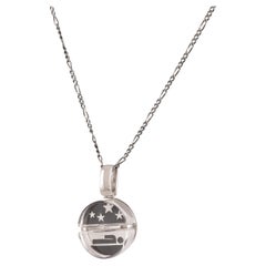 Tichu Sleep Pill Pendant & Chain in Sterling Silver & Crystal in Silver Finish