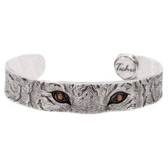 Tichu Tiger
s eye Tiger Eye Cuff Sterling Silver and Crystal Quartz Size M