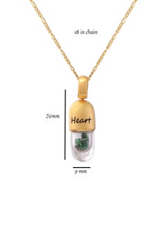 Tichu Tsavorite Heart Chakra Pendant & Chain in Sterling Silver & Crystal (gold)