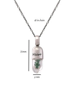 Tichu Tsavorite Heart Chakra Pendant & Chain in Sterling Silver & Crystal(sil)