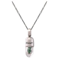 Tichu Tsavorite Heart Chakra Pendant & Chain in Sterling Silver & Crystal(sil) 