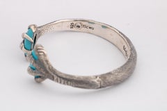 Tichu Turquoise Eagle Claw Cuff in Sterling Sliver and Crystal Quartz 'Size L'