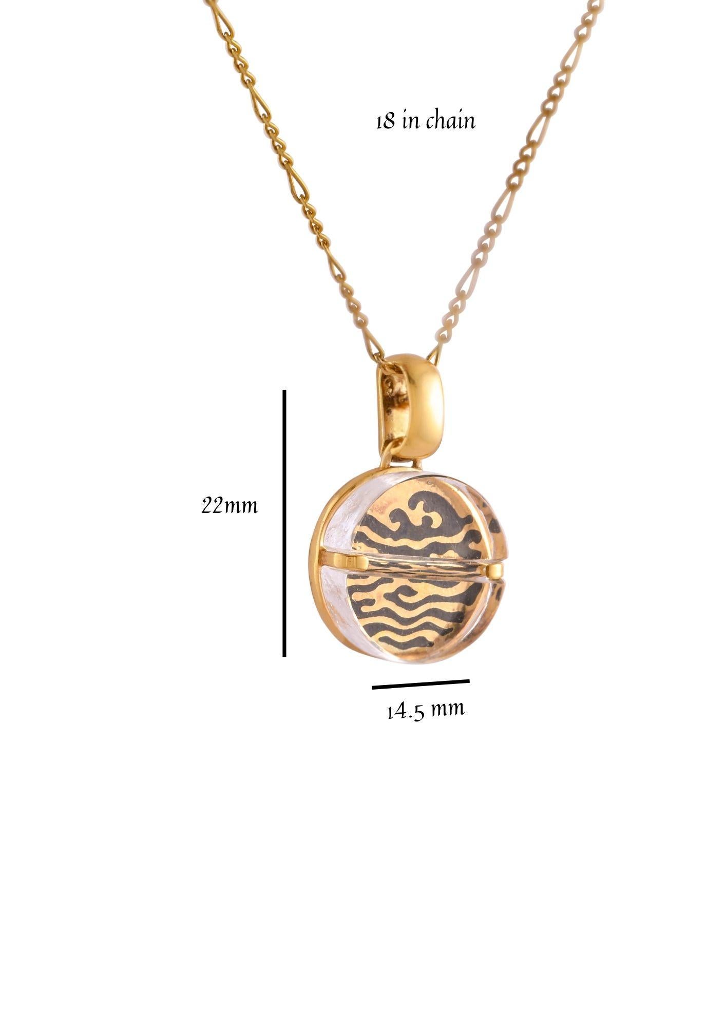 Modern Tichu Water Pill Pendant & Chain in Sterling Silver & Crystal in Gold Finish  For Sale