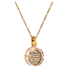 Tichu Water Pill Pendant & Chain in Sterling Silver & Crystal in Gold Finish