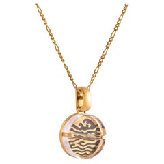 Tichu Water Pill Pendant & Chain in Sterling Silver & Crystal in Gold Finish 
