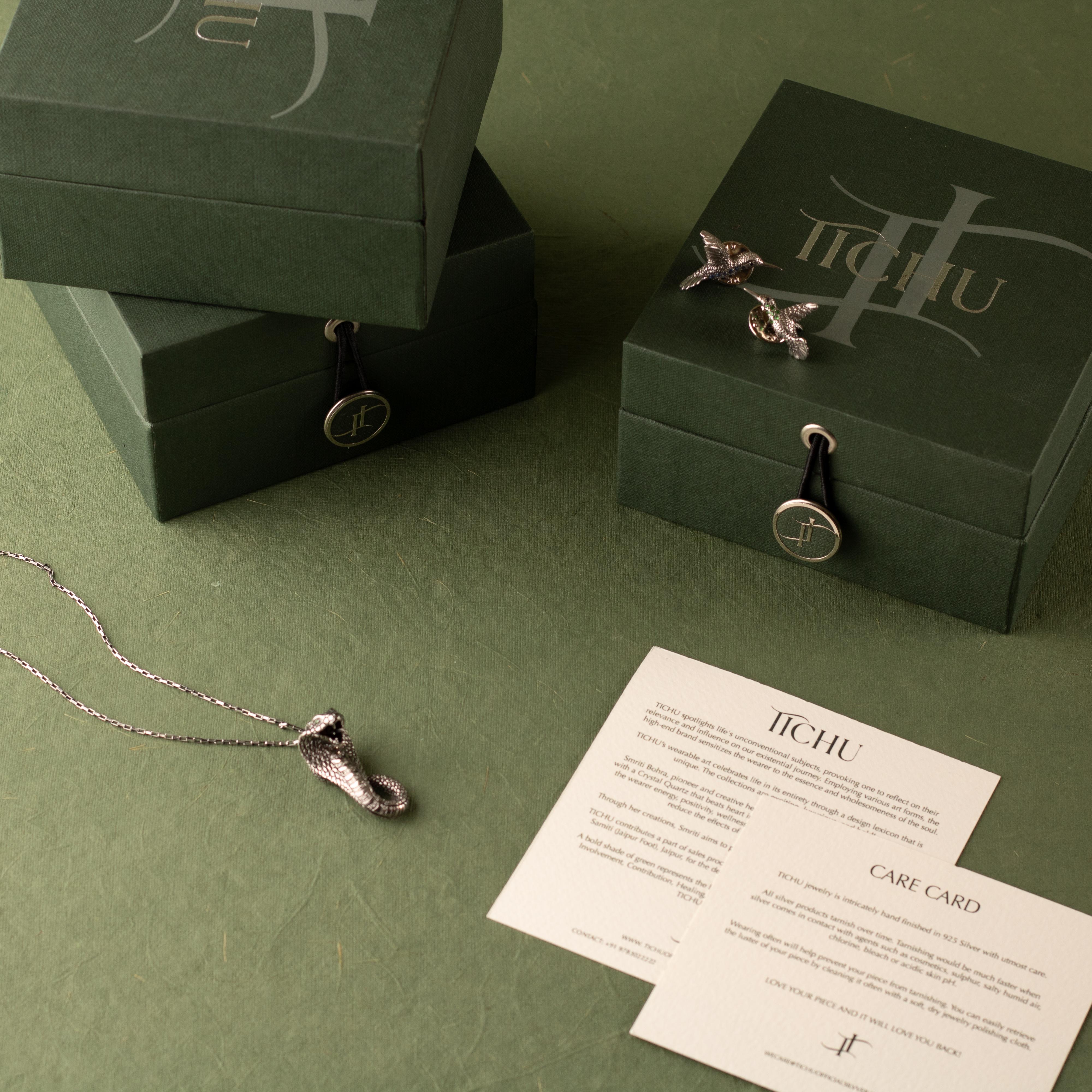 Mixed Cut Tichu Wish Pill Pendant & Chain in Sterling Silver & Crystal in Silver Finish For Sale