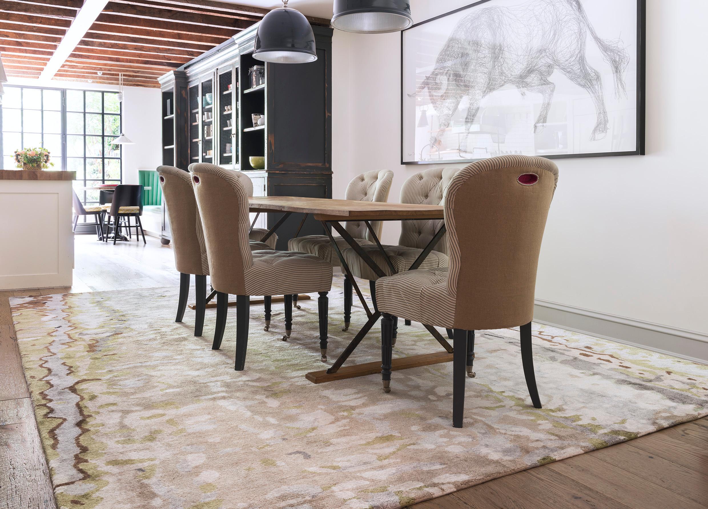 A hand-knotted contemporary rug, Tidal is a painterly and rich expression of natural light. David says: 