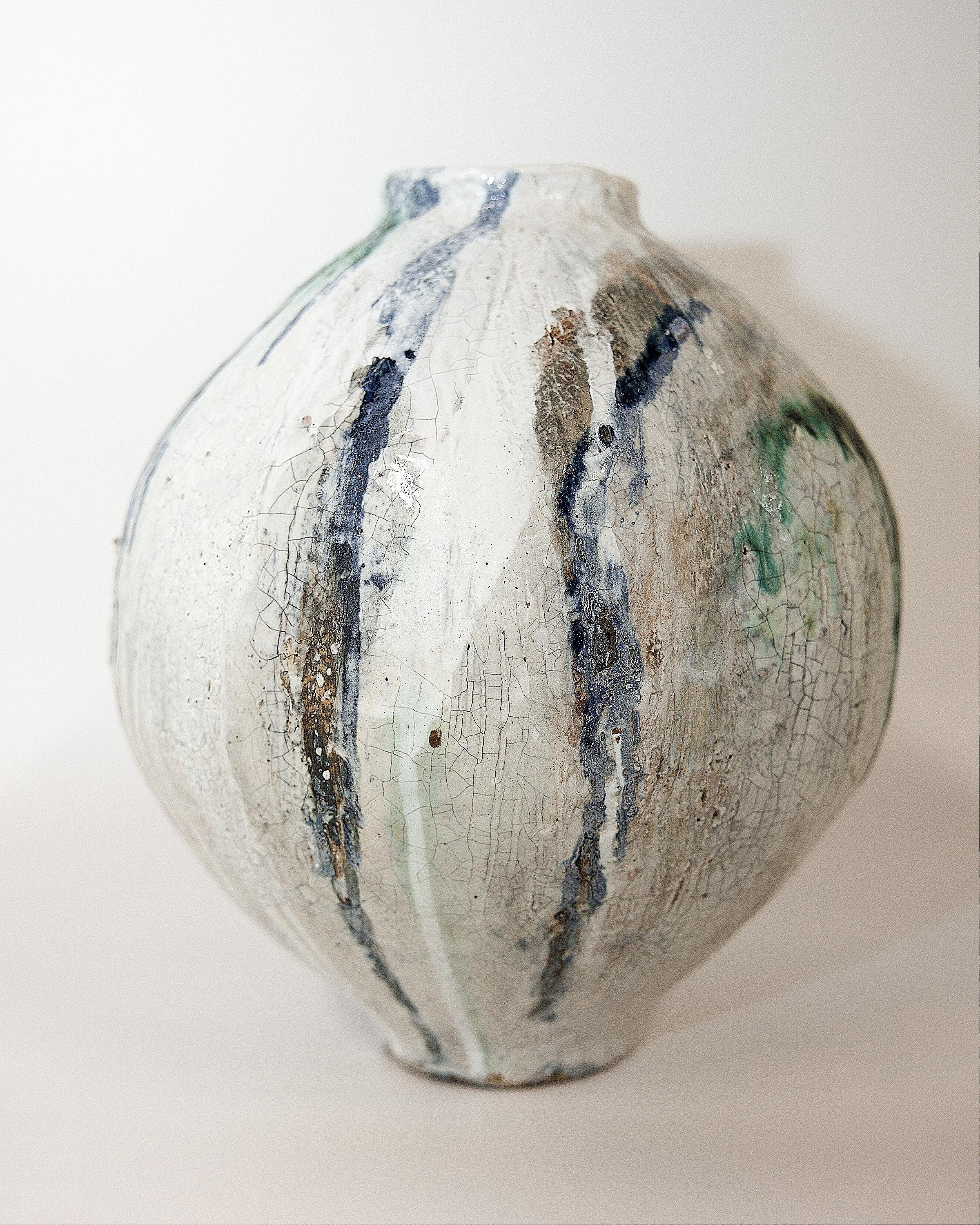 Organic Modern Tidal Moon Jar Vase For Sale