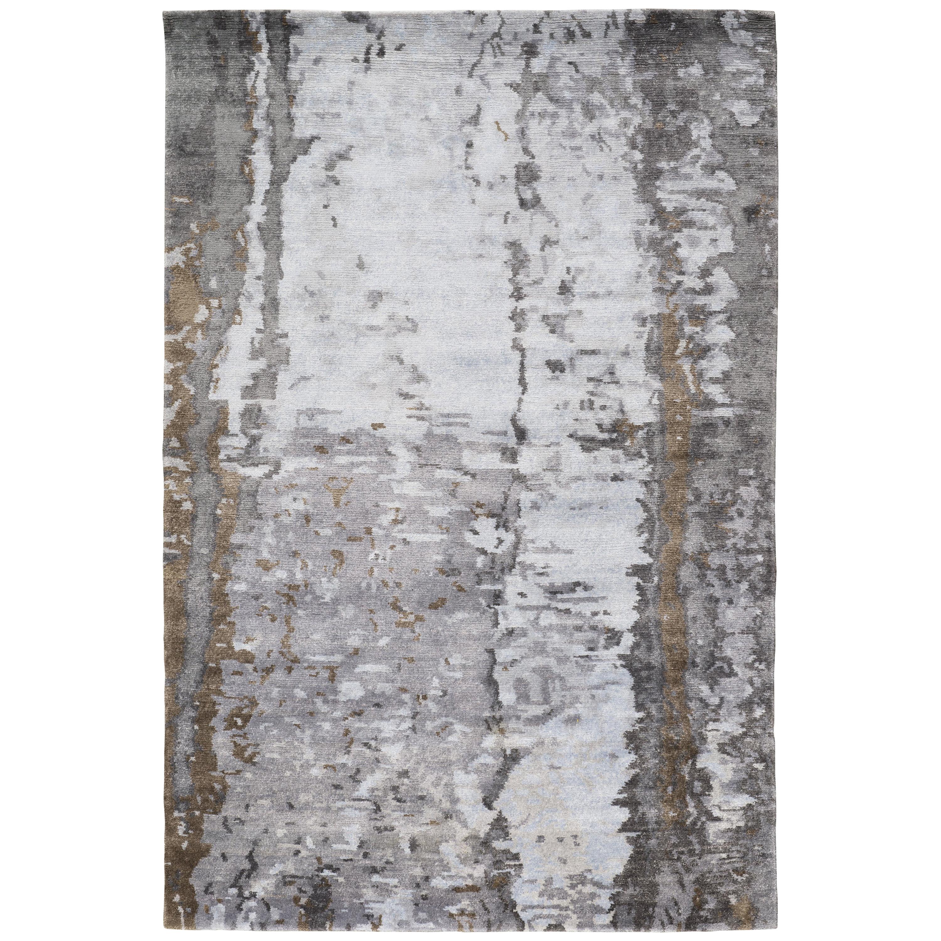 Tidal Moonlight Hand-Knotted 10x8 Rug in Bamboo Silk by David Rockwell