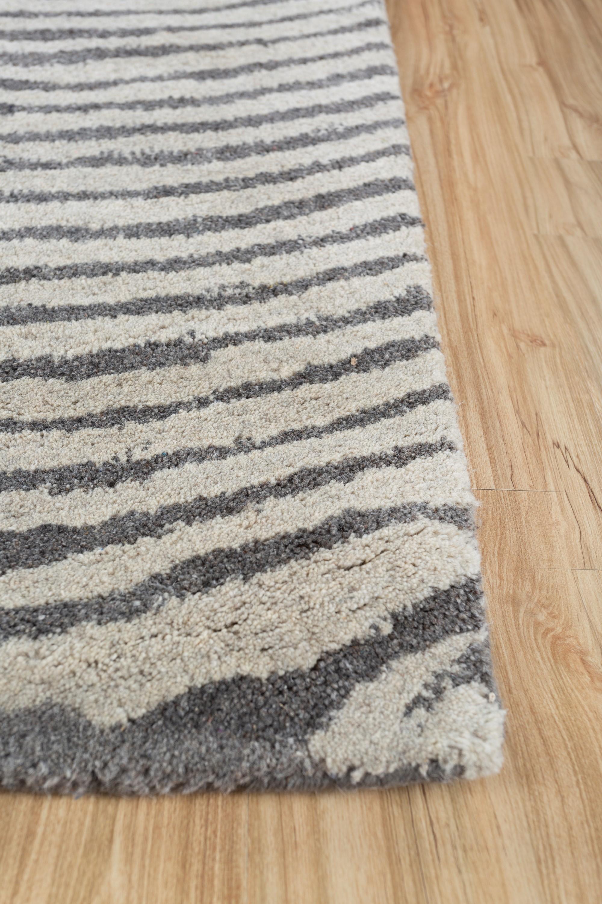Tidal Trance Pizarra Carbón y Blanco Natural 240x300 cm Alfombra Tejida a Mano Moderno en venta