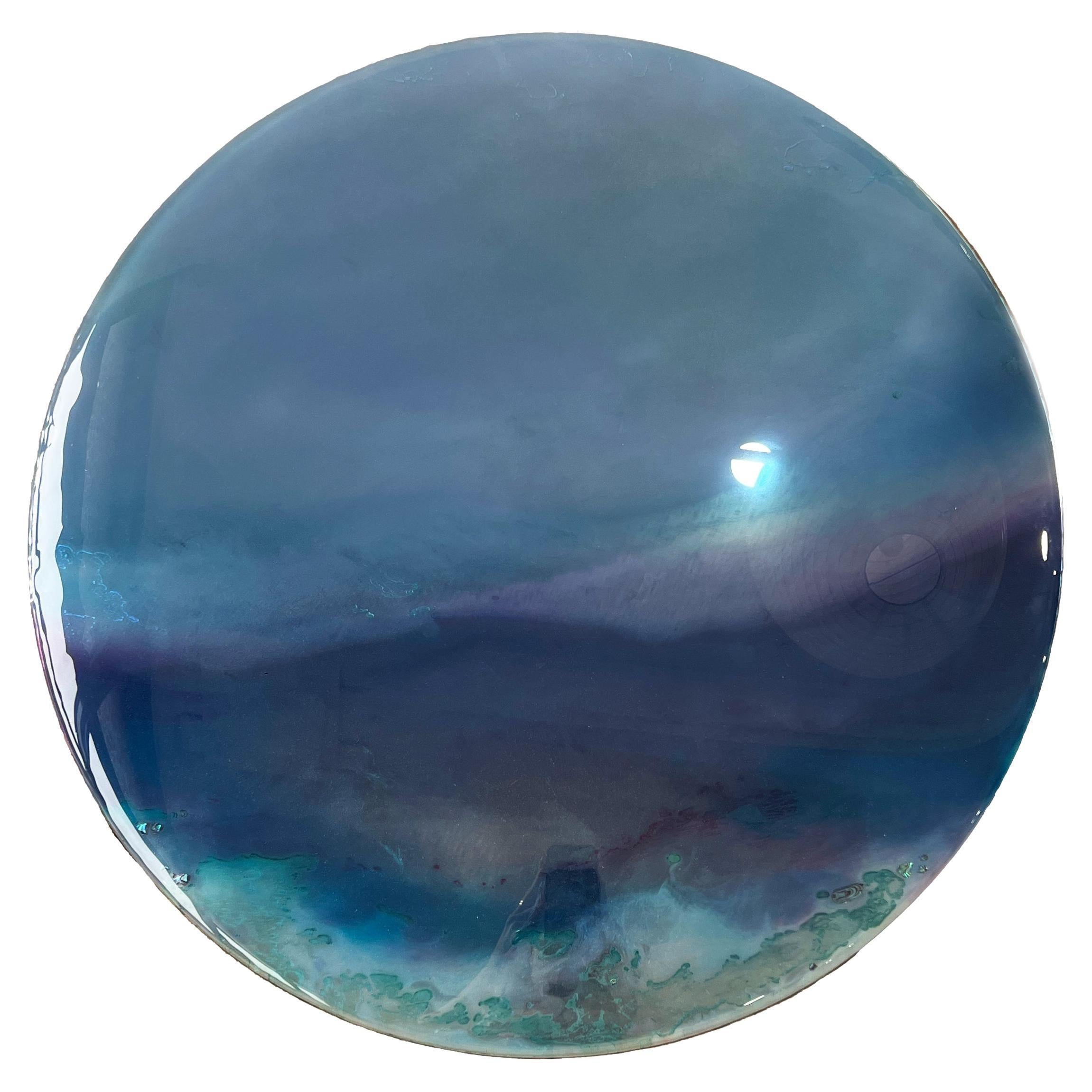Tide by Courtney Kinnare, Blue Mirrored Glass Contemporary Wall Art
