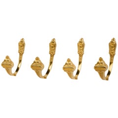 Antique Tie-Backs Set of Four, 24-Carat Gold Plating