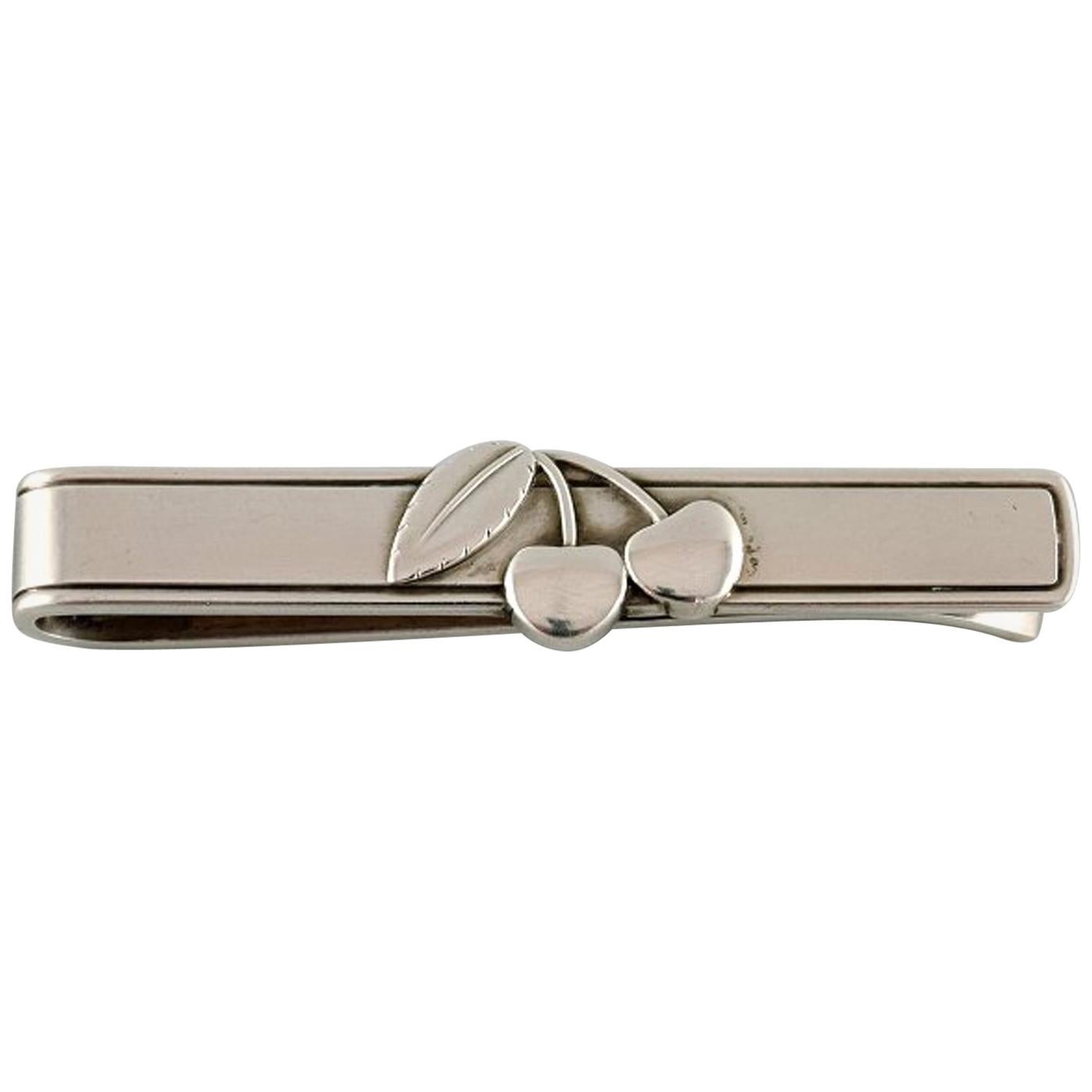 Tie Clip in Sterling Silver by Georg Jensen, Decorated with Cherries, 1950s