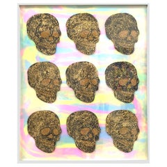 Ray Geary "Tie Die Gold Skulls" Artpiece