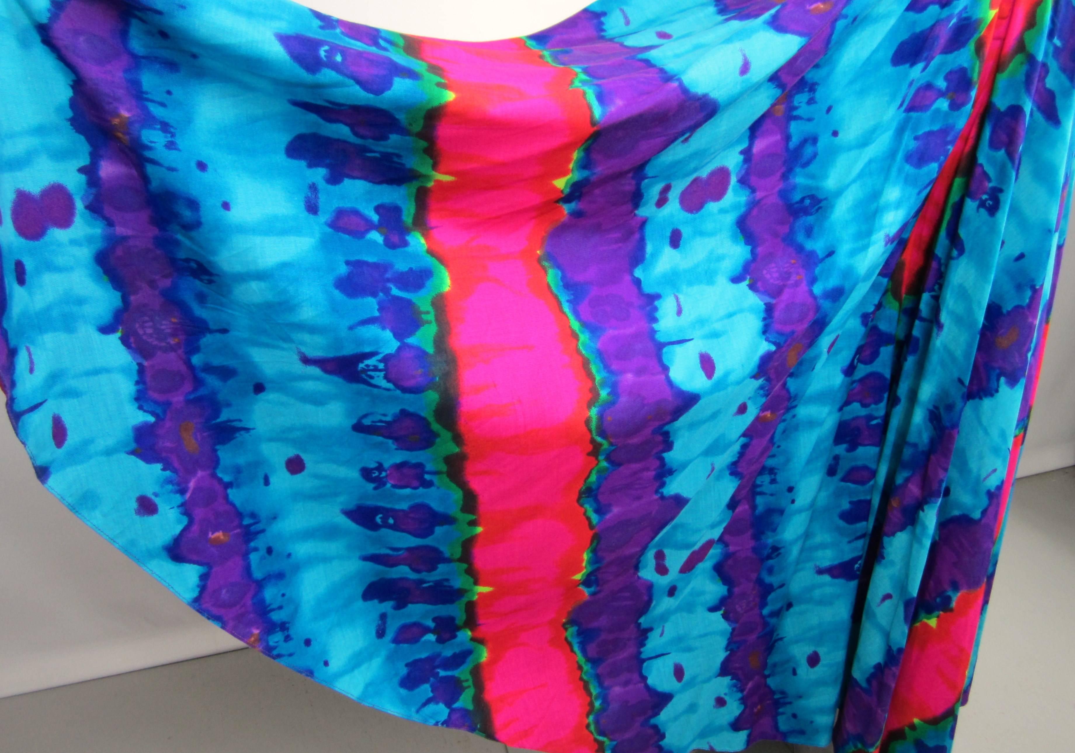 Pantalon palazzo tie-dye - Combinaison-pantalon Hippie BOHO 1970 Pour femmes en vente