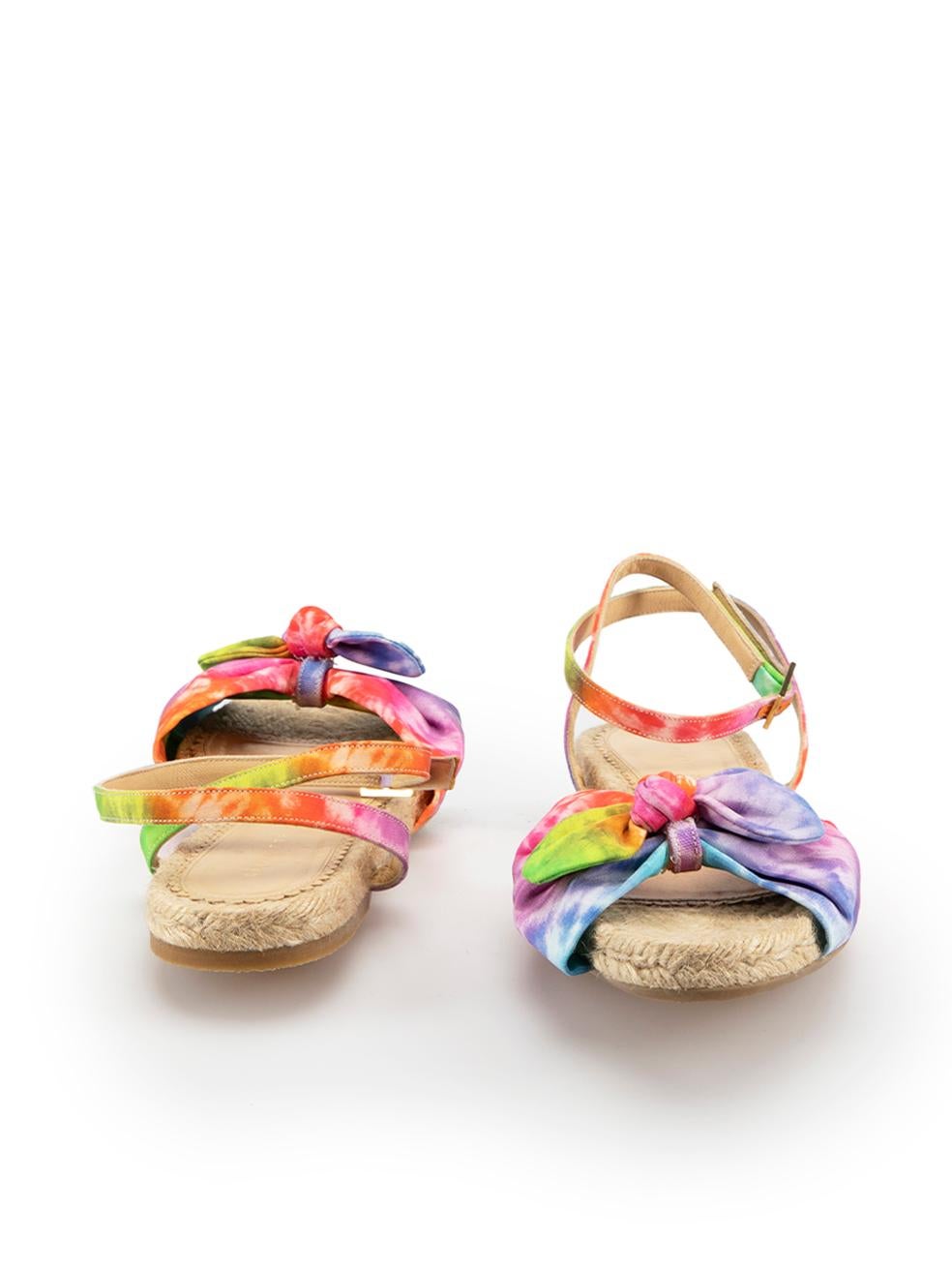 Beige Tie Dyed Bow Espadrille Sandals Size IT 38 For Sale