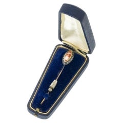 Tie pin in silver and 19.2K Gold