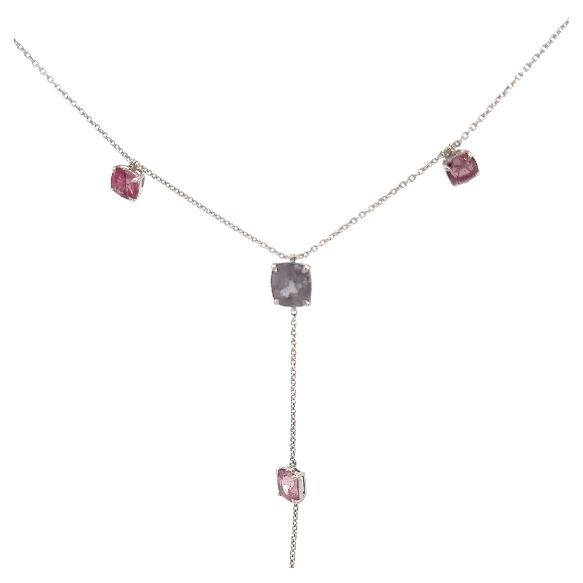 Tie Style Spinel 18K White Gold Necklace For Her