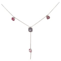 Tie Style Spinel 18K White Gold Necklace For Her