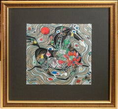 "Nobility" 180/300 Signed Color Serigraph of Abstract Horse and Woman with Lute