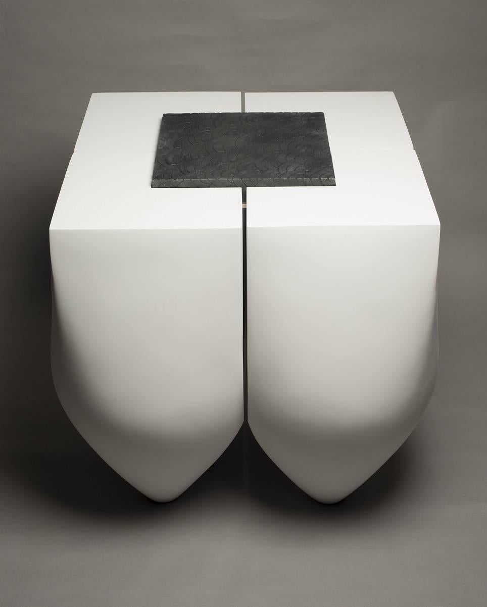 Monumental is a unique resin and ceramic tray sculpture by contemporary artist Tien Wen, dimensions are 95 × 95 × 95 cm (37.4 × 37.4 × 37.4 in). 
The sculpture is signed and comes with a certificate of authenticity.

The idea of abstraction and the