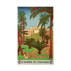 Circa 1925 PLM travel poster Étienne Bouchaud – Algérie Ghardaïa