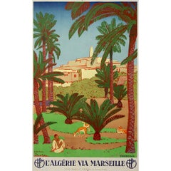 Circa 1925 PLM travel poster Étienne Bouchaud – Algérie Ghardaïa