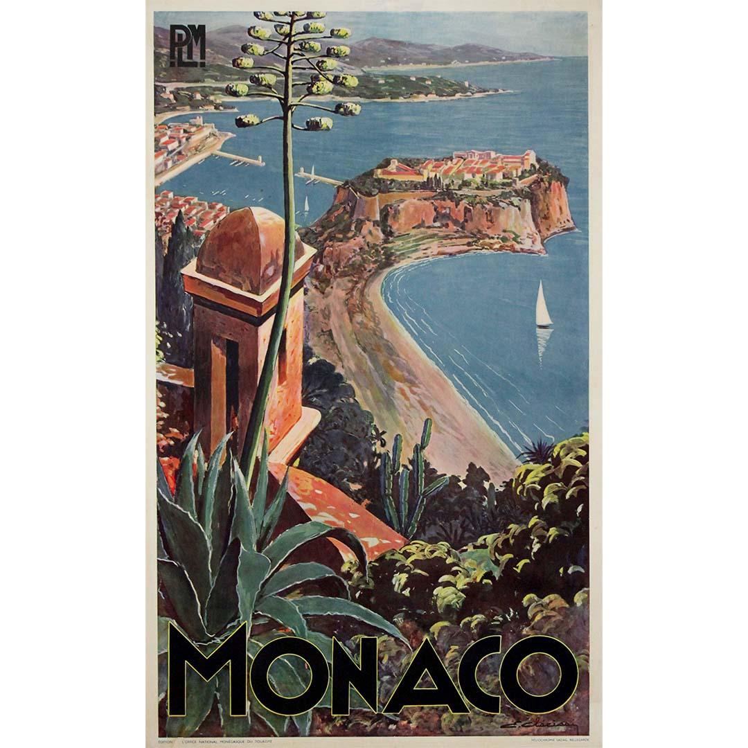 This elegant circa 1925 original travel poster by Étienne Clérissi promotes Monaco for the PLM railway company (Paris–Lyon–Méditerranée), one of the great producers of luxury travel advertising in France during the early 20th century. The