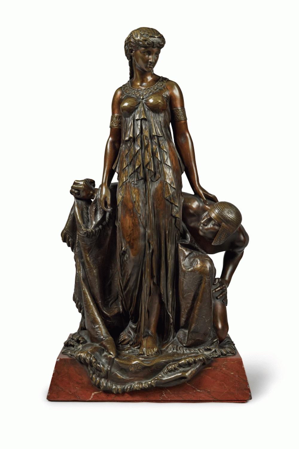 Étienne-Henry Dumaige Figurative Sculpture - Cleopatra before Caesar