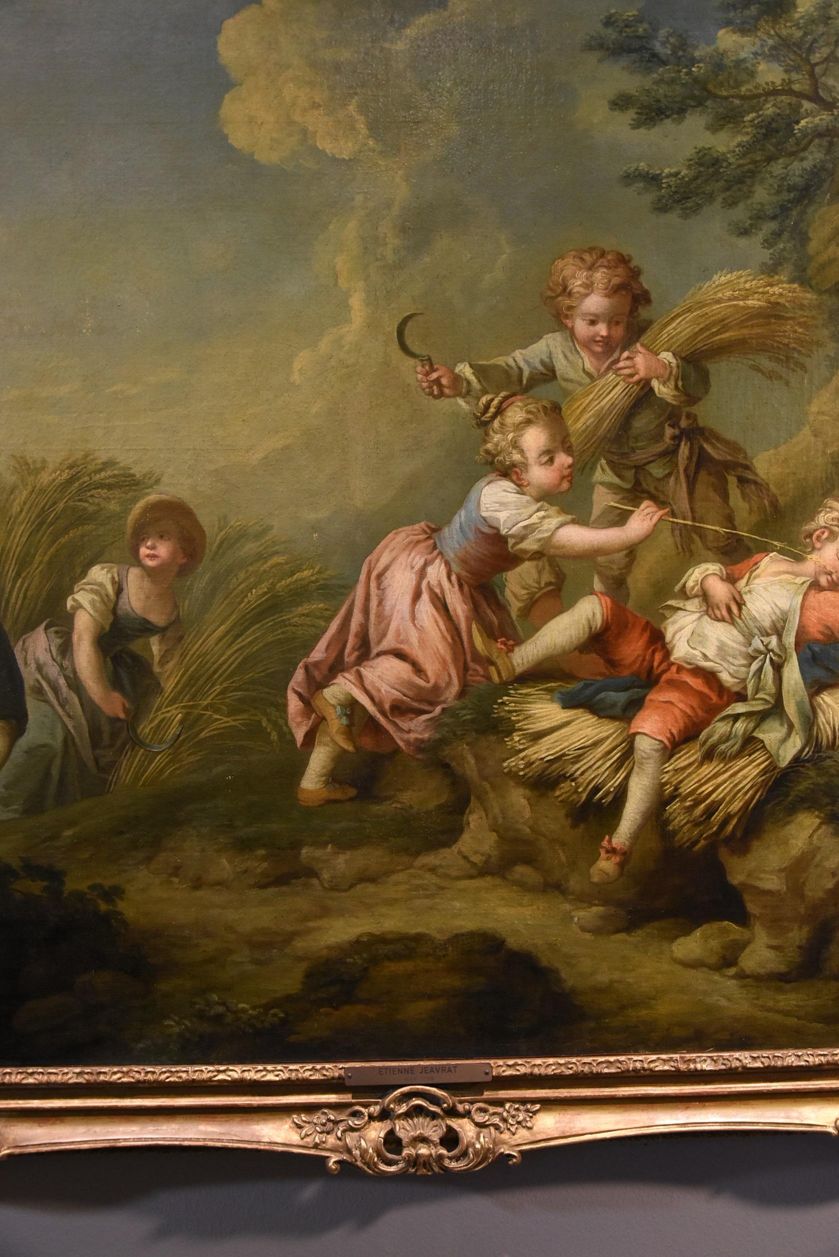 Jeaurat, huile sur toile 18ème siècle, maître français ancien, paysage d'enfants en vente 10