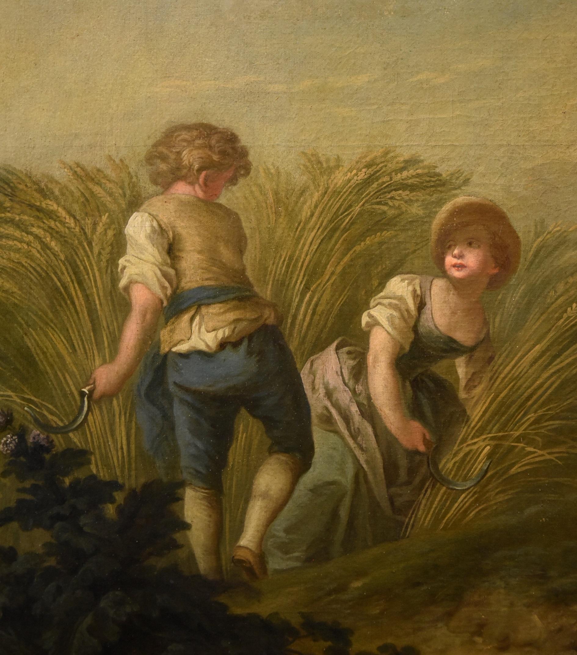 Jeaurat, huile sur toile 18ème siècle, maître français ancien, paysage d'enfants en vente 2