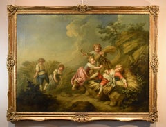 Children Landscape Jeaurat Paint Oil on canvas 18th Century Old master French