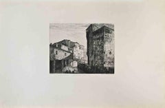 Rue Du Canal à Figeac - Radierung von Étienne Mazas - 1870er Jahre