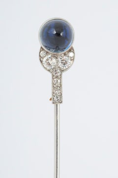 Cartier Tie Pin, Cabochon Sapphire & Diamonds in Platinum, French circa 1910