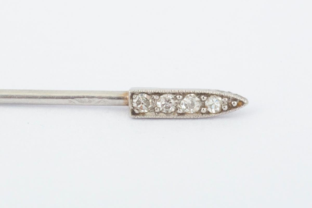  Cartier Tie Pin, Cabochon Sapphire & Diamonds in Platinum, French circa 1910 In Good Condition In London, GB